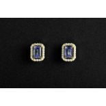pair of earrings in yellow gold (18 carat) with 1,33 carat of natural Tanzanites and 0,28 cart of