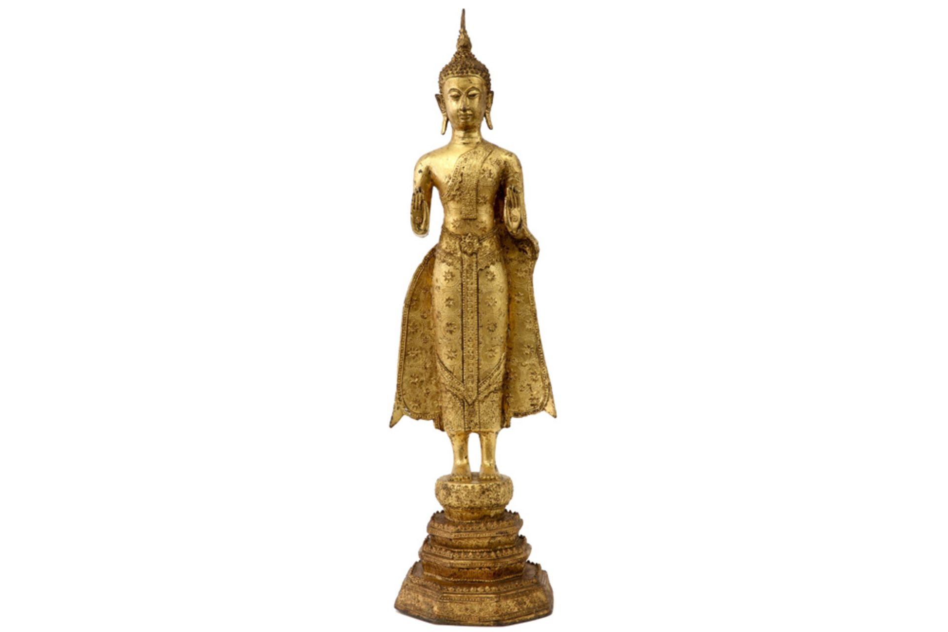 antique Siamese Ratanakossin period "Buddha" sculpture in gilded bronze ||THAILAND - RATANAKOSSIN-