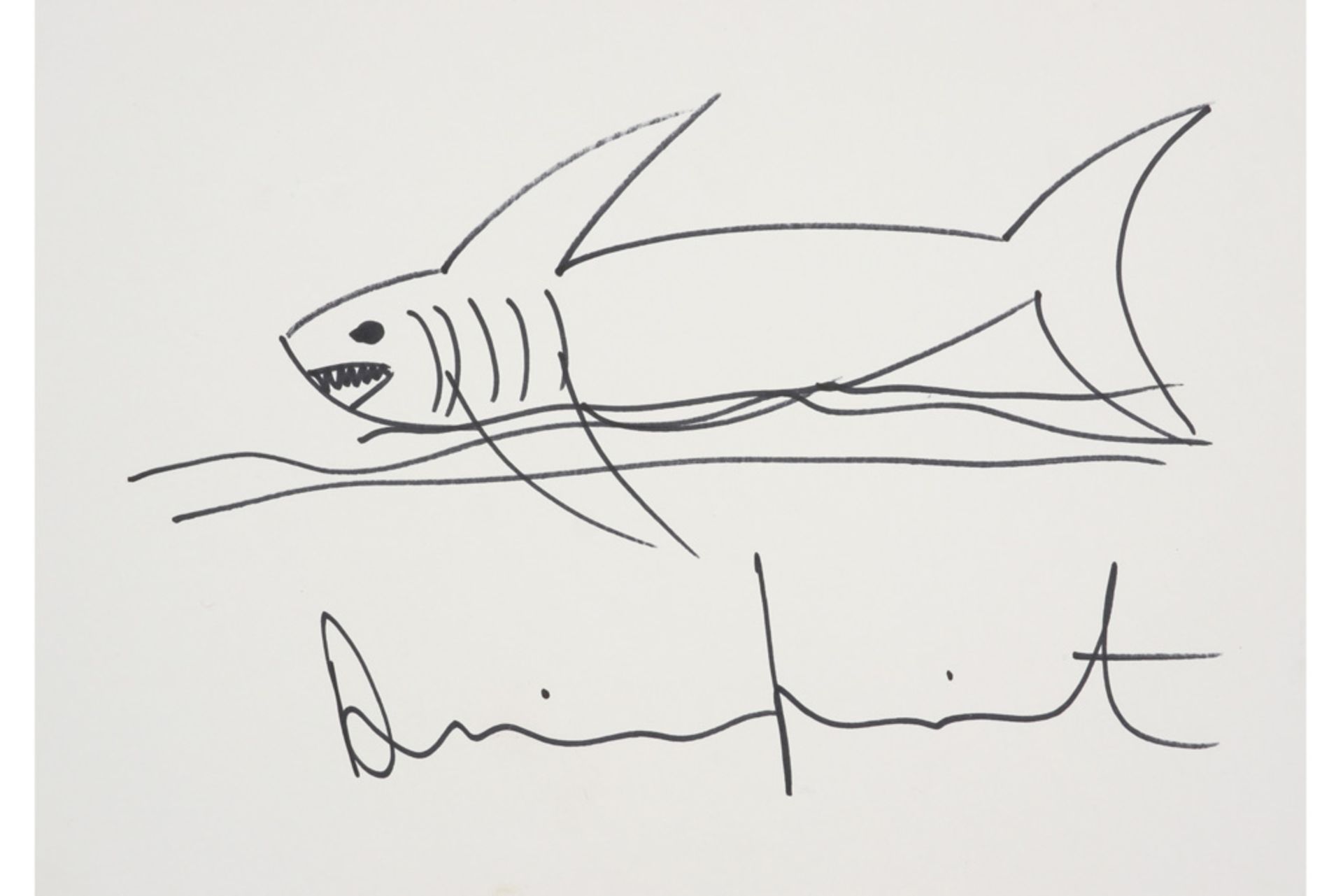 Damien Hirst signed "Shark" drawing in felt tip pen ||HIRST DAMIEN (° 1965) tekening in