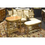 6pc neoclassical salon suite in sculpted and gilded wood with a Louis XVI design and ornamentation :