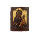 antique Russian icon ||Antieke Russische ikoon met de voorstelling van Maria en kind - 32,5 x 25