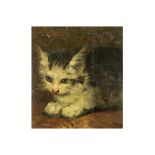 Henriette Ronner signed oil on canvas (on panel) with a typical kitten ||RONNER HENRIETTE (1821 -