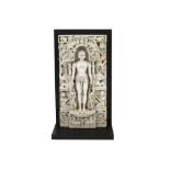 rare Indian 16th/17th Cent. Jain sculpture in white marble with a niche depicting Jain or