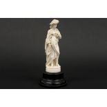finely carved 19th Cent. European ivory "Young lady with riding crop" sculpture - with CITES
