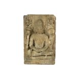 presumably 16th/17th Cent. Far East stone "Four armed Deity" (Shiva ?) sculpture ||VERRE OOSTEN -