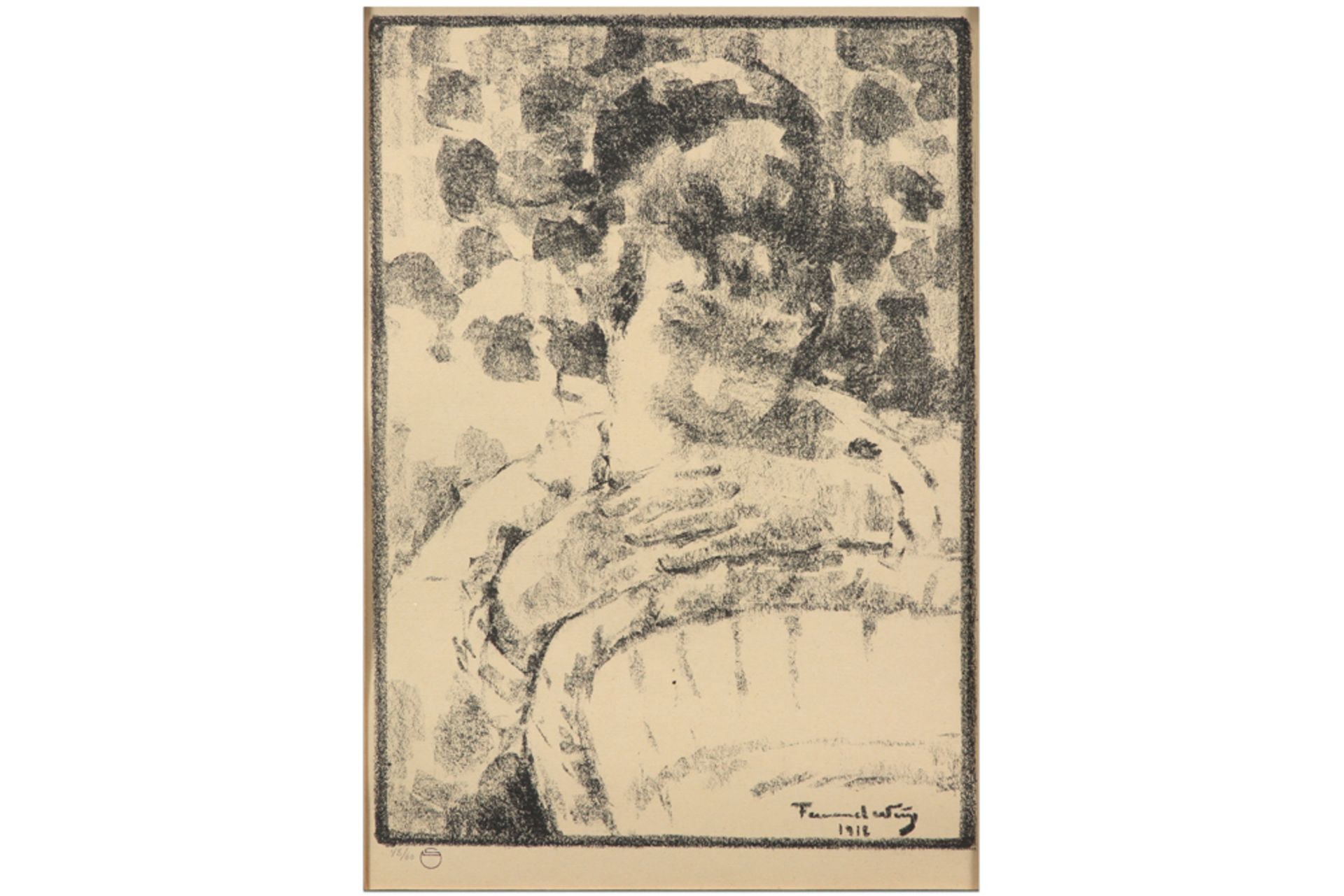 Fernand Wery lithograph with monogram stamp ||WERY FERNAND (1886 - 1964) litho n° 48/60 : "Portret