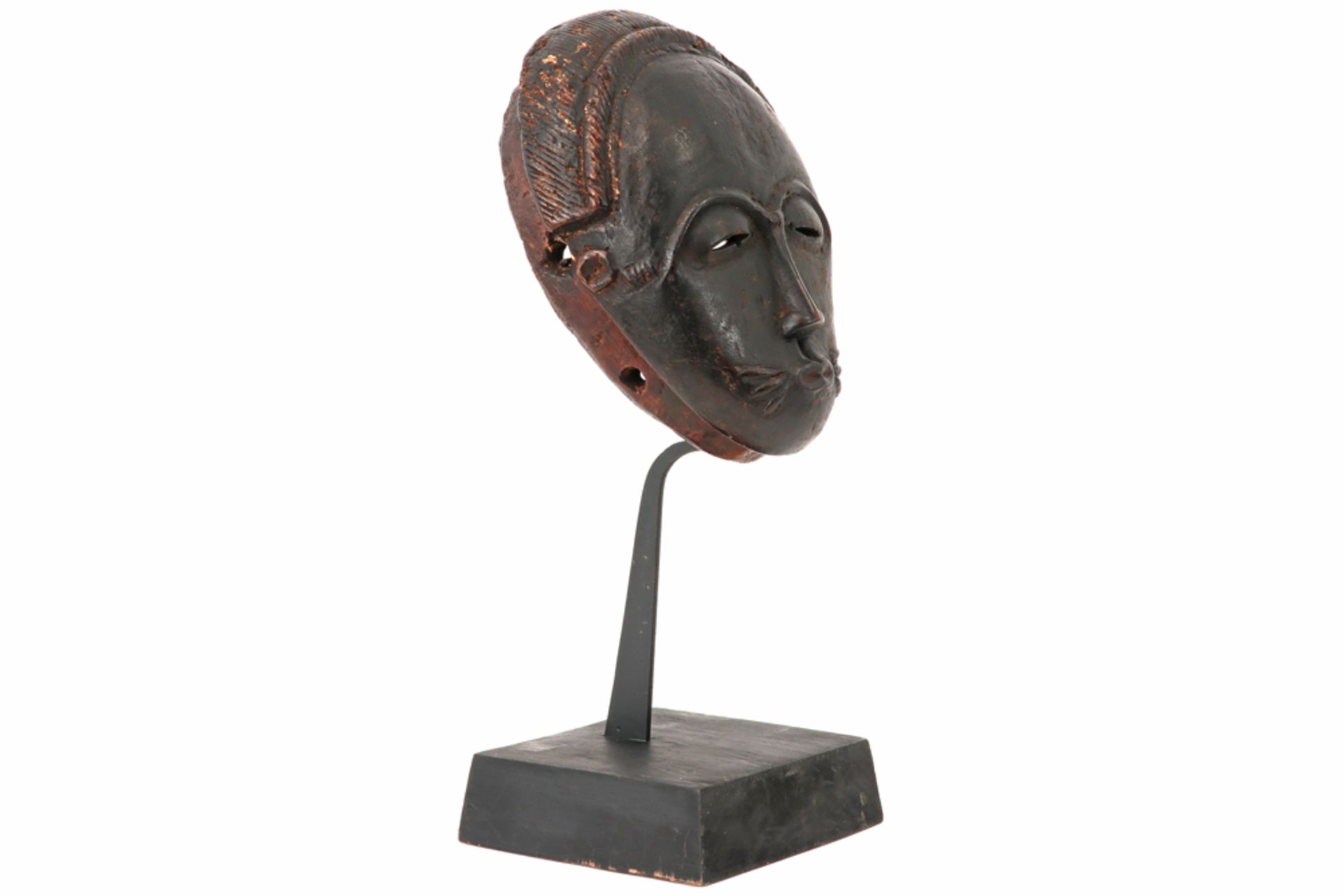 authentic Ivory Coast Baule mask in wood with a cat-like appearance with old patina - on its - Image 2 of 4
