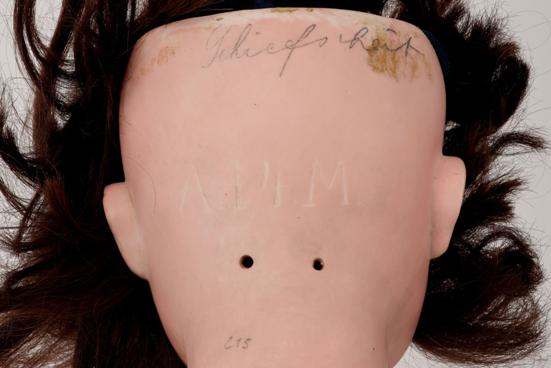 large Armand Marseille marked doll with porcelain head and original clothes and wig from around - Image 5 of 5