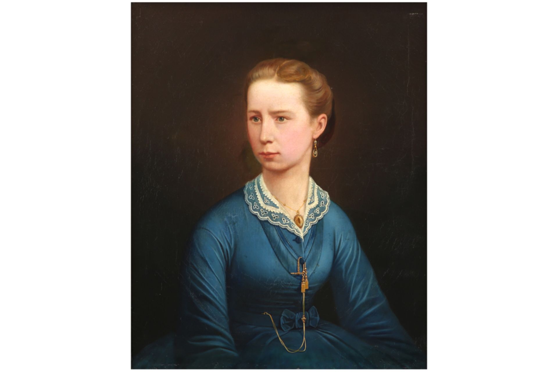 19th Cent. oil on canvas ||Negentiende eeuws olieverfschilderij op doek : "Portret van een jonge