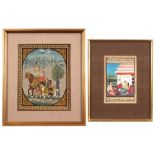two Persian miniatures ||Twee Perzische miniatuurschilderingen met typische Moghul-taferelen - 23
