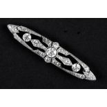 beautiful early Art Deco brooch in platinum with ca 3,50 carat very high quality brilliant cut