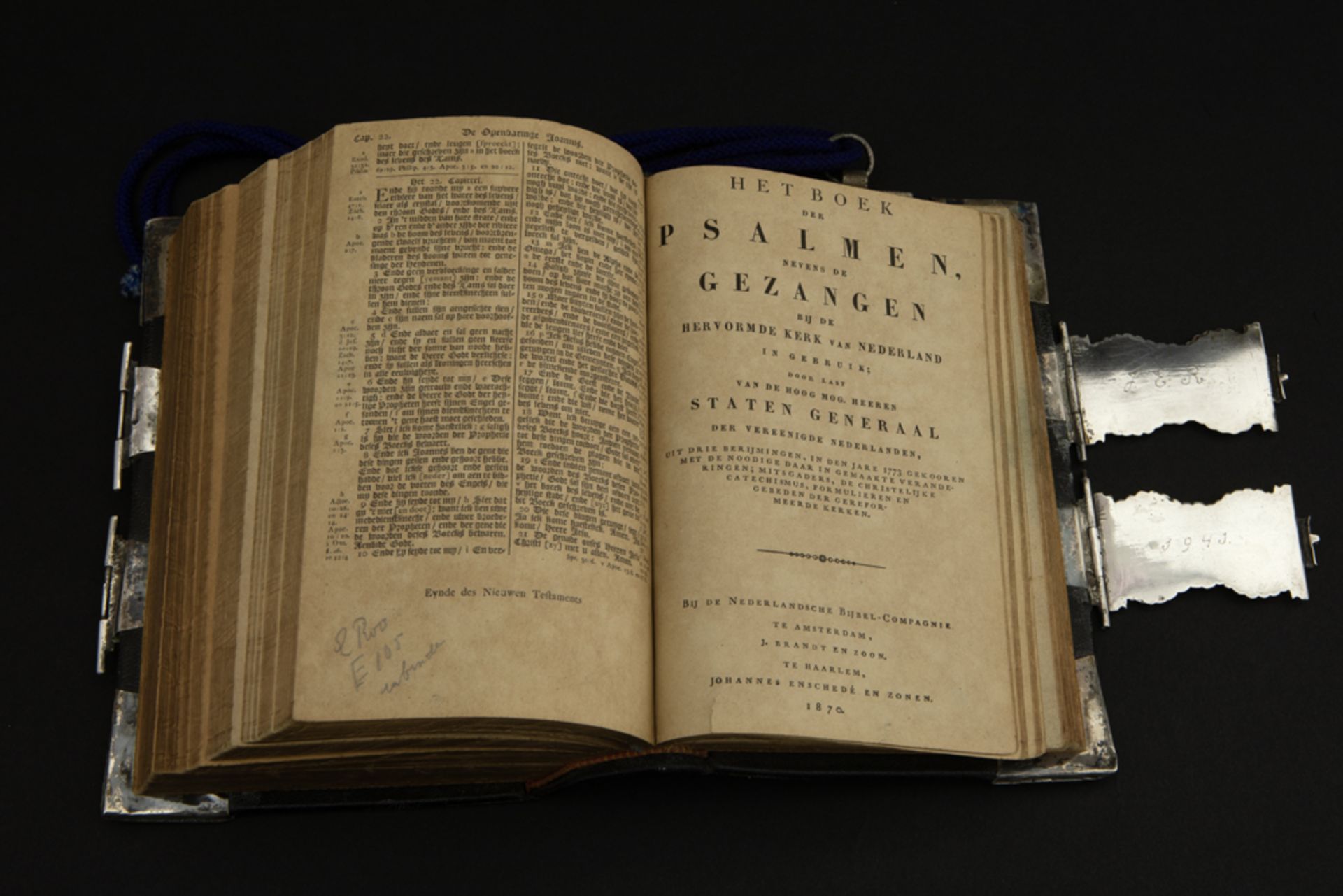 19th Cent. Dutch Bible with mountings in marked silver edited by J. Brandt & Son in Amsterdam dd - Image 4 of 6