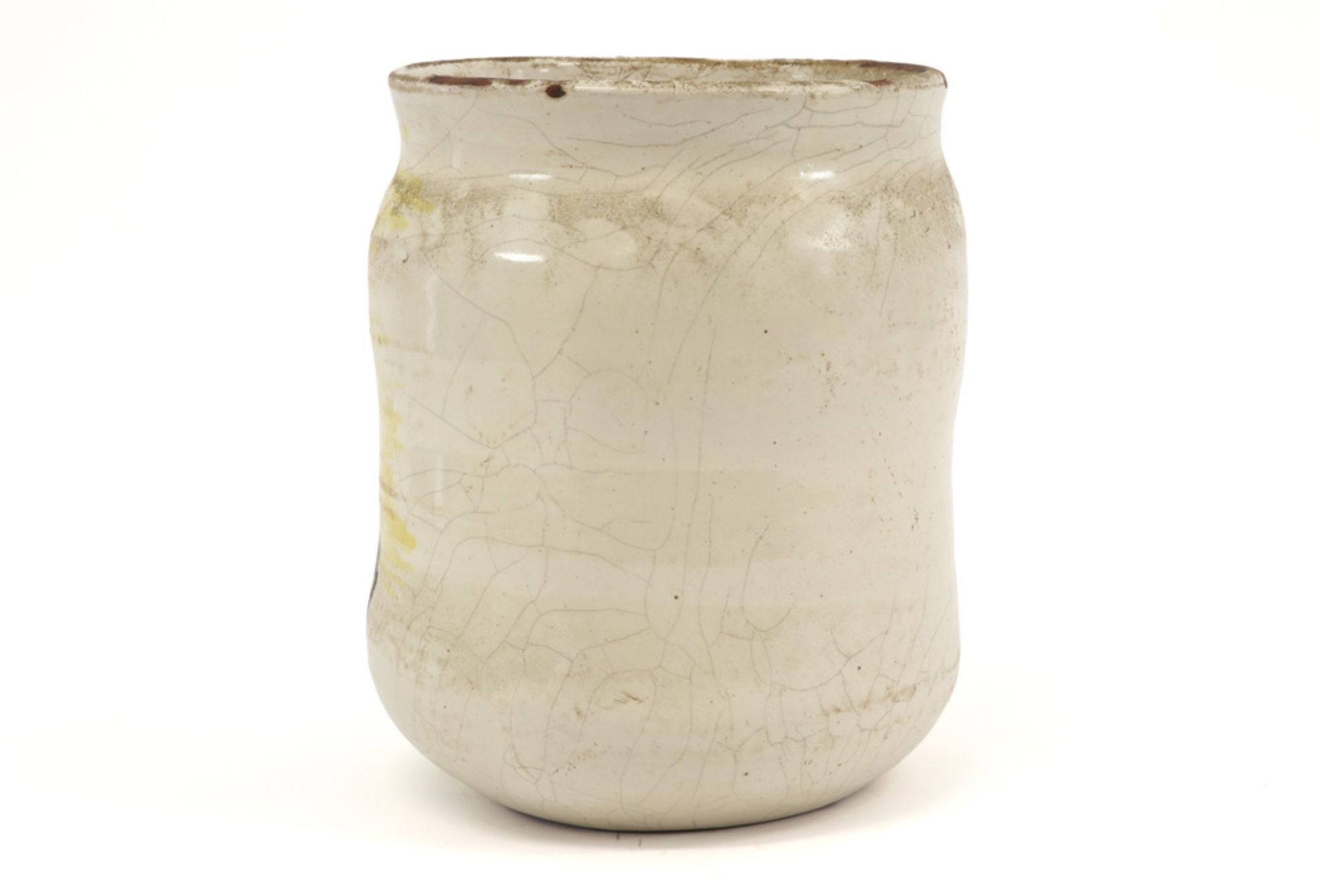 antique "albarello" pharmaceutical jar in ceramic with an orientalist decor with a city scene || - Image 2 of 4