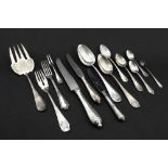 rare WMF marked set of 155 pieces of Art Nouveau cutlery with typical whiplash ornamentation ||WMF -