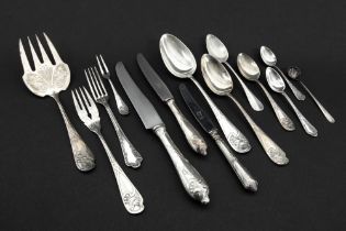 rare WMF marked set of 155 pieces of Art Nouveau cutlery with typical whiplash ornamentation ||WMF -