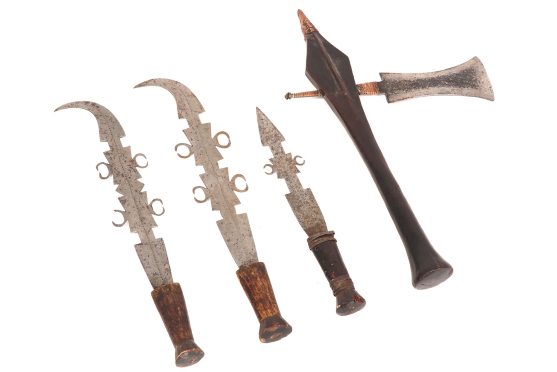 four African prestige knives : - three Congolese of the Ekonda/Kundu - one from the region of Lake