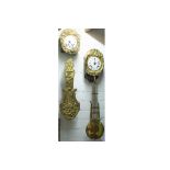 two antique French wall clocks ||Lot van twee antieke zgn "Comtoise"-klokken