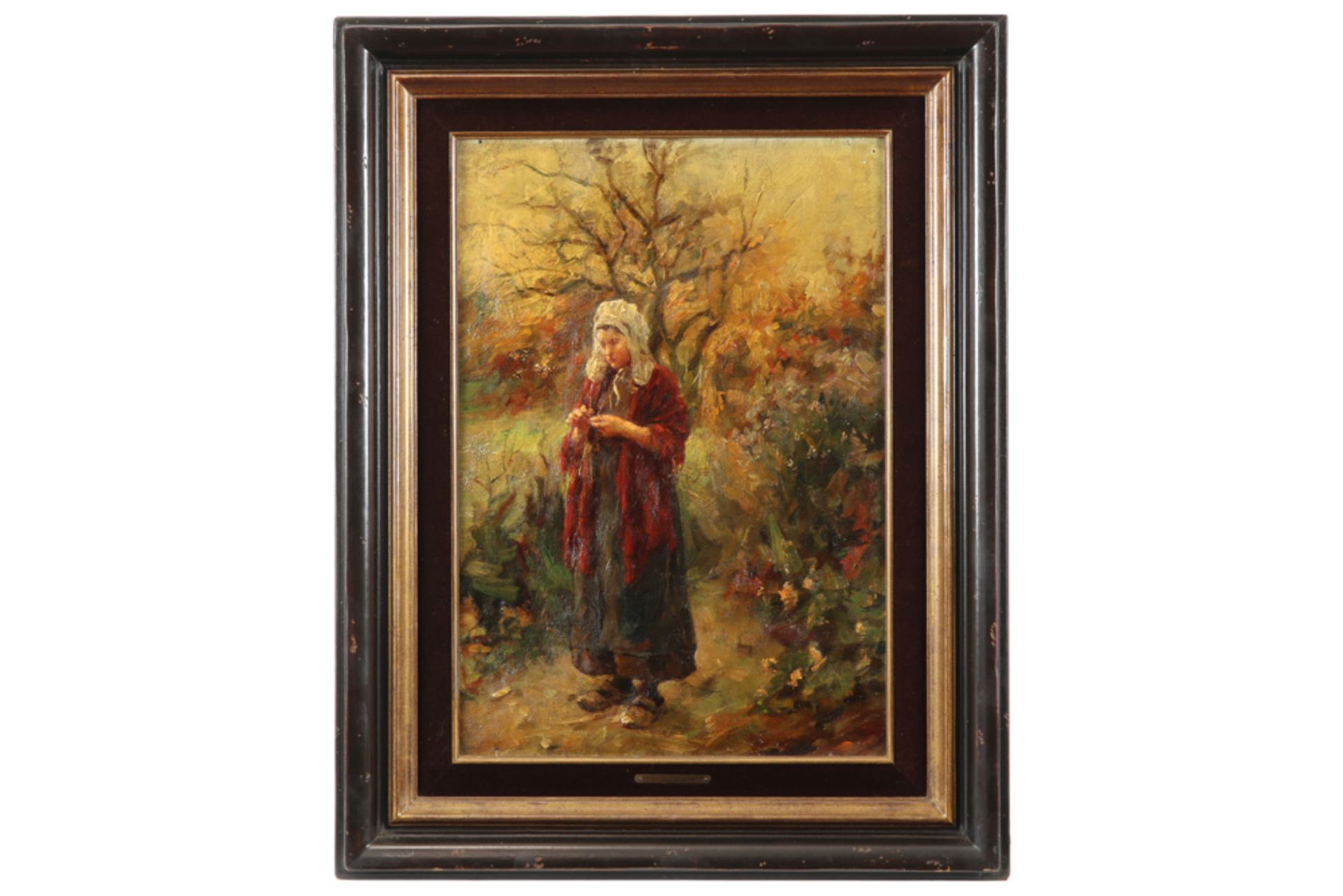 19th Century Dutch oil on canvas ||HOLLANDSE SCHOOL - 19° EEUW olieverfschilderij op doek : "Dame in - Image 2 of 3