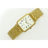 completely original "Genève" marked quartz wristwatch in yellow gold (18 carat) ||GENEVE volledig