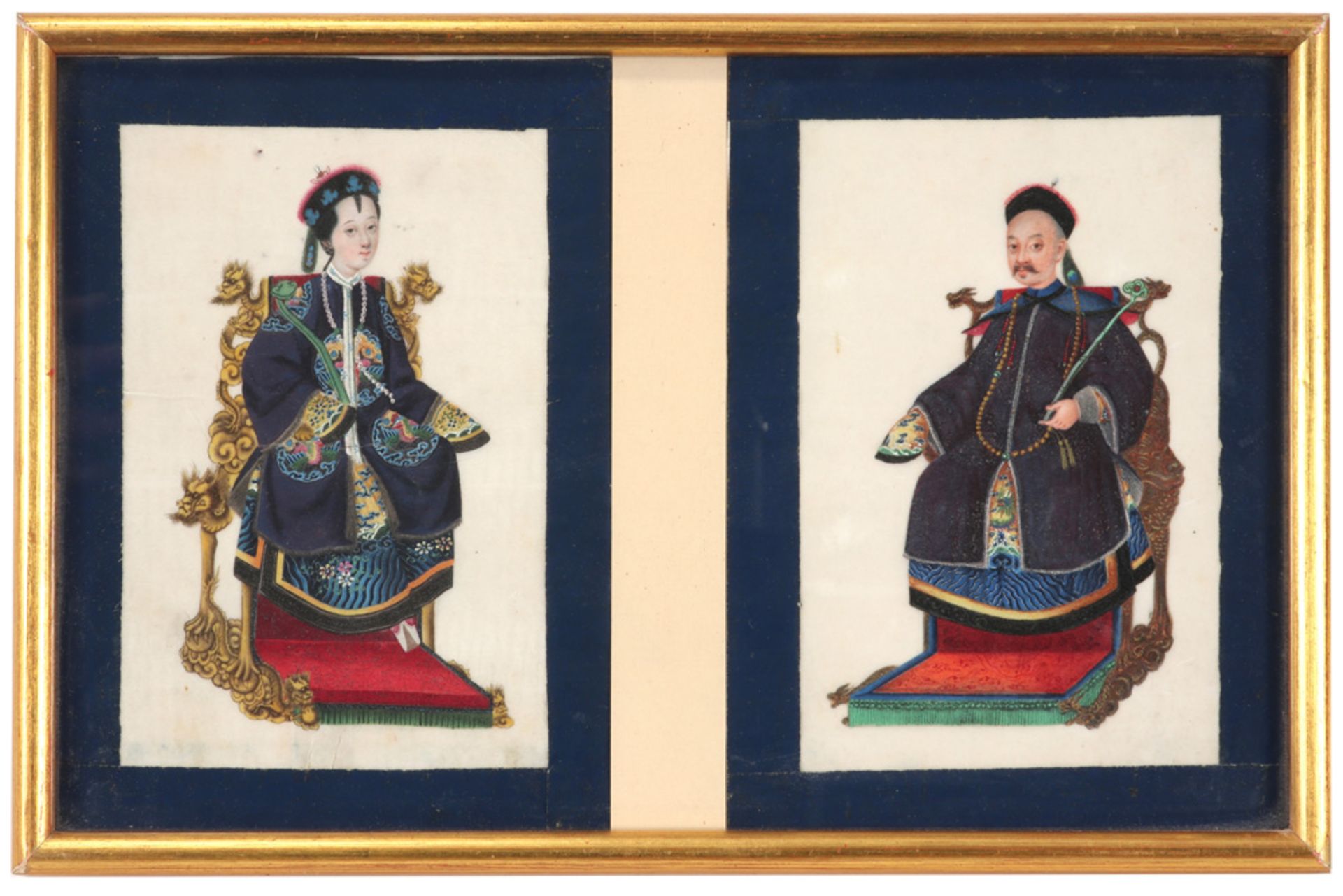 two pairs of 19th Cent. Chinese paintings - framed in pairs ||Twee paar ingekaderde negentiende - Bild 2 aus 3