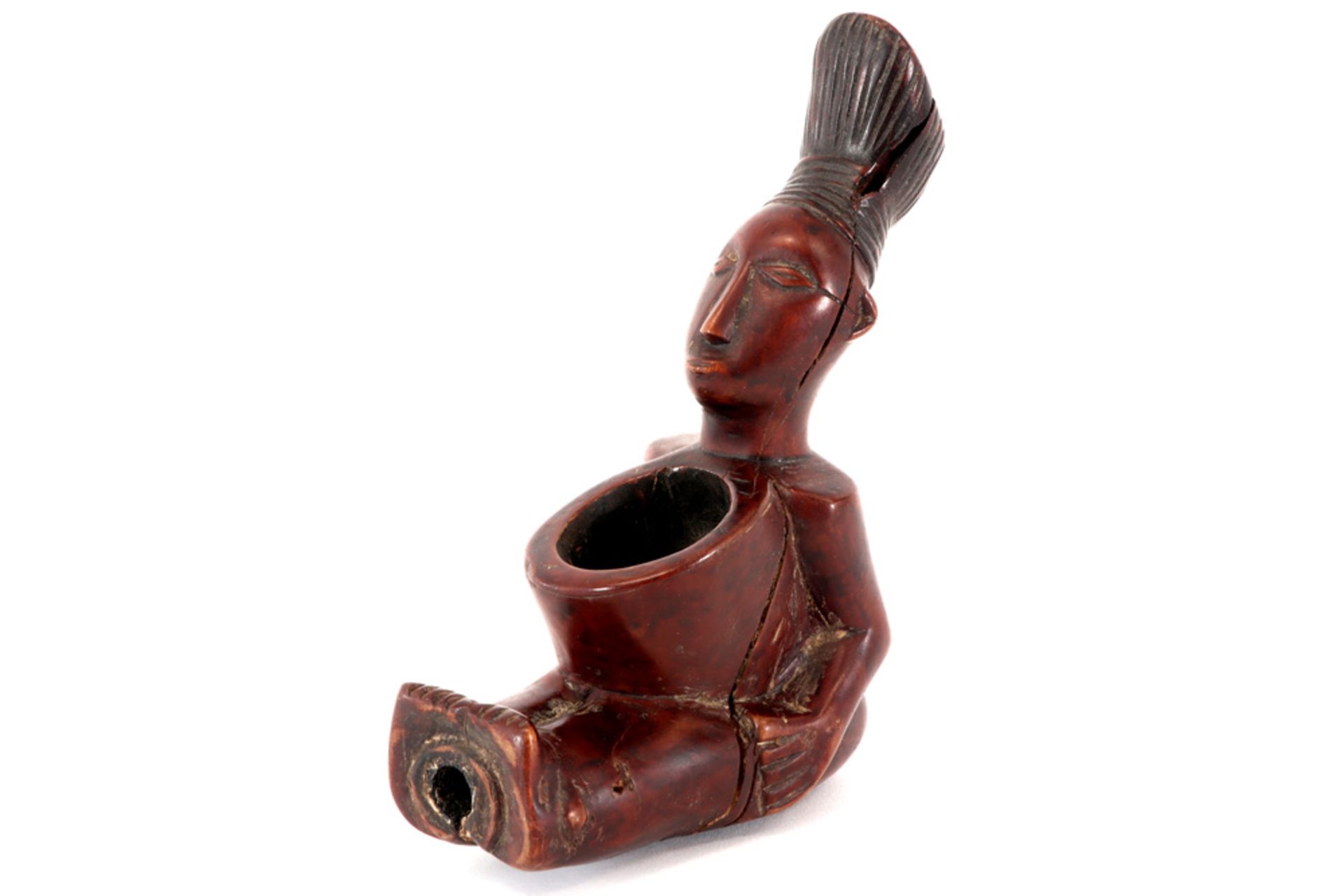 pres-1950's Congolese finely carved Mangbetu pipe bowl ||AFRIKA - KONGO - van voor 1950 fijngesneden
