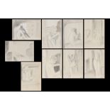 nine sketches in pencil and pastel - some signed Maurice van Saene on the back ||VAN SAENE