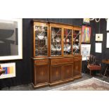 antique English breakfront library bookcase with bureau in mahogany ||Antiek Engels