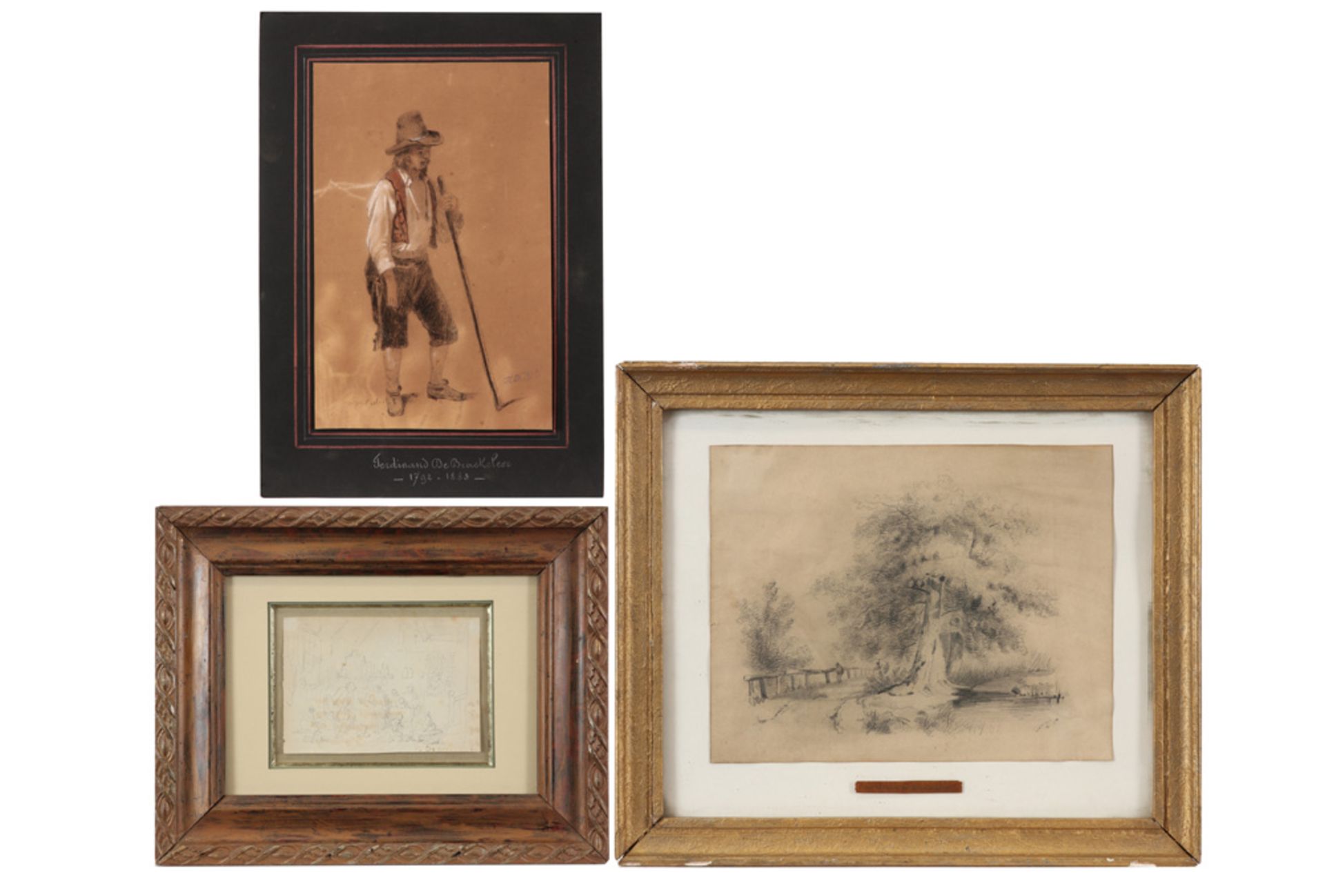 three drawings attributed to Ferdinand De Braekeleer ||DE BRAEKELEER FERDINAND (1792 - 1883) drie