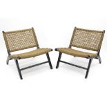 Olivier De Schrijver signed pair of "Los Angeles" design armchairs in ebonised mahogany and