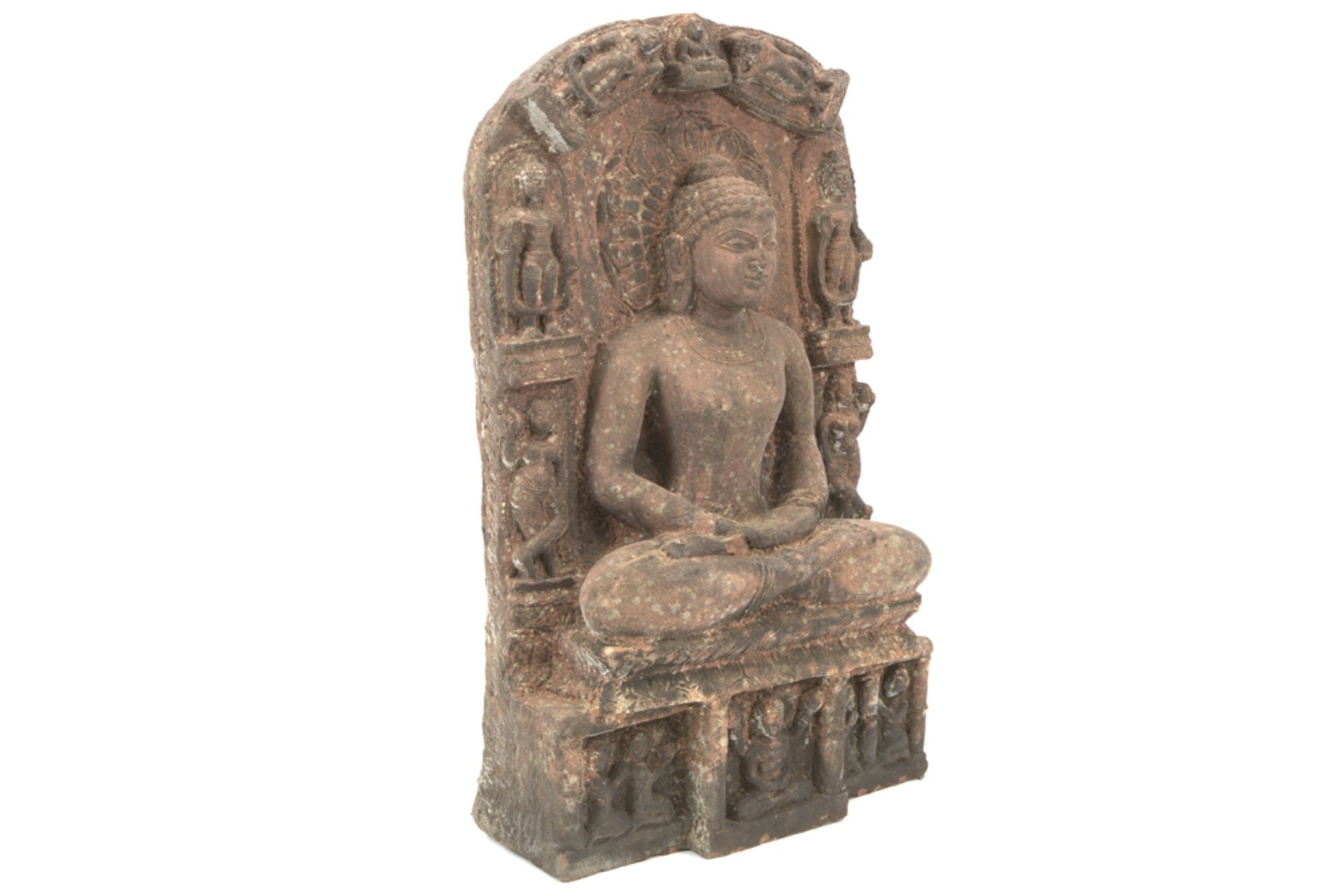 11th/12th Cent. Indian Gujarat sculpture in red sandstone representing "Buddha Sakyamuni" (in - Image 2 of 4