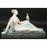 Pacheco signed Art Deco sculpture in ceramic with polychrome crackled glaze ||PACHECO Art Deco-