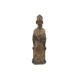 late 13th Cent. Low Countries Romanesque style wood sculpture with remains of the original
