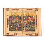 Persian portfolio with scriptures & with various beautifully painted miniatures - bound in