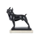François Pompon posthumous cast "Boston Terrier" sculpture in bronze on a marble base - with
