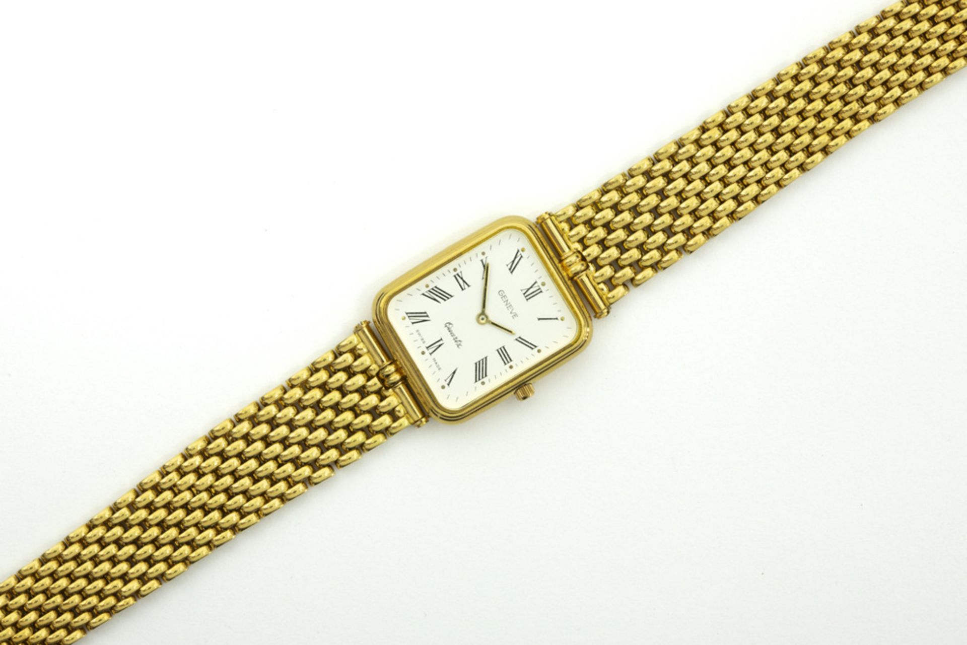 completely original "Genève" marked quartz wristwatch in yellow gold (18 carat) ||GENEVE volledig - Bild 2 aus 2