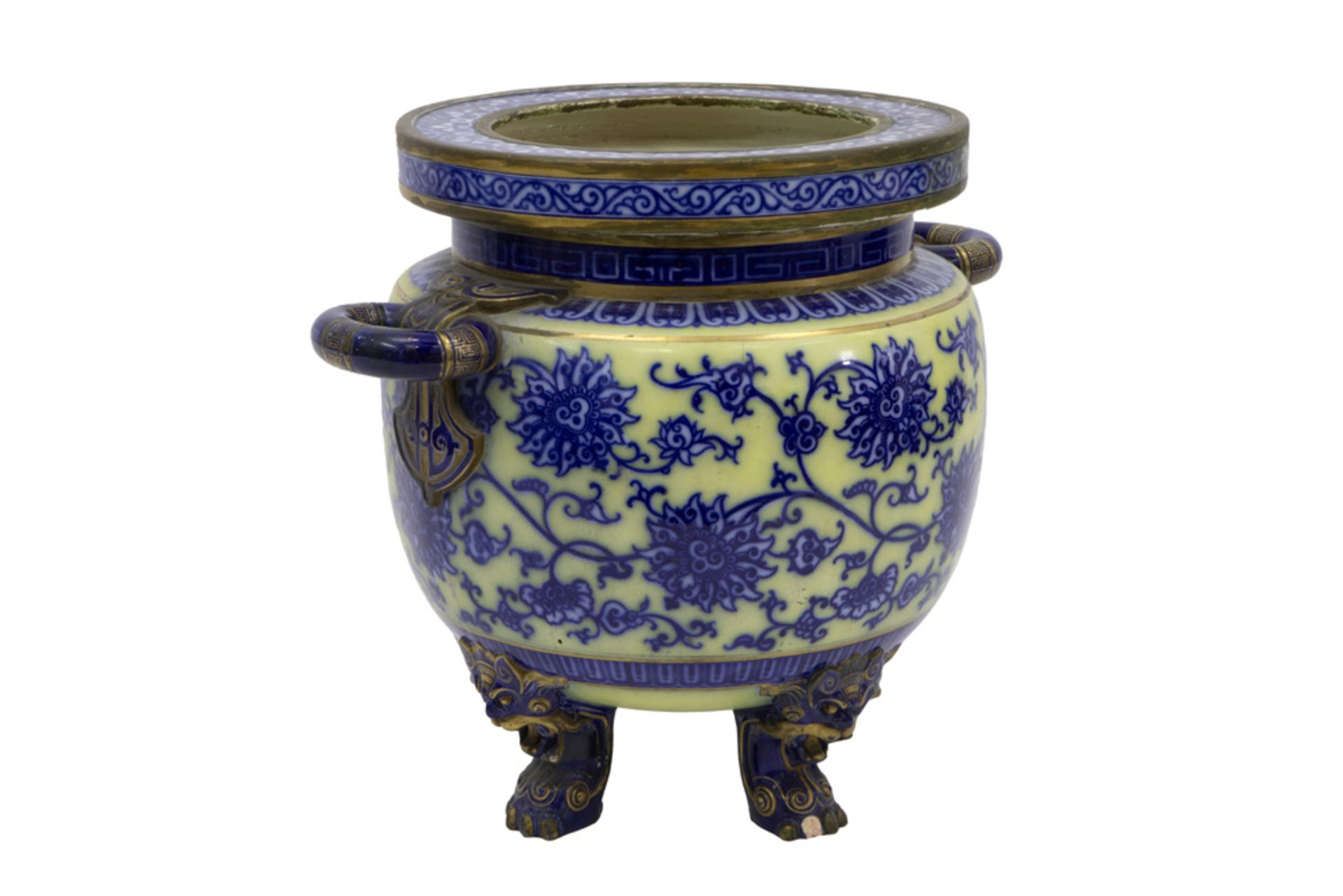 antique Chinese style jardinier in ceramic with a Chinese design and ornamentation ||Antieke - Image 3 of 6