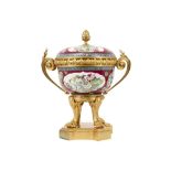 antique incense burner in Samson porcelain with a Famille Rose decor and with a mounting in gilded
