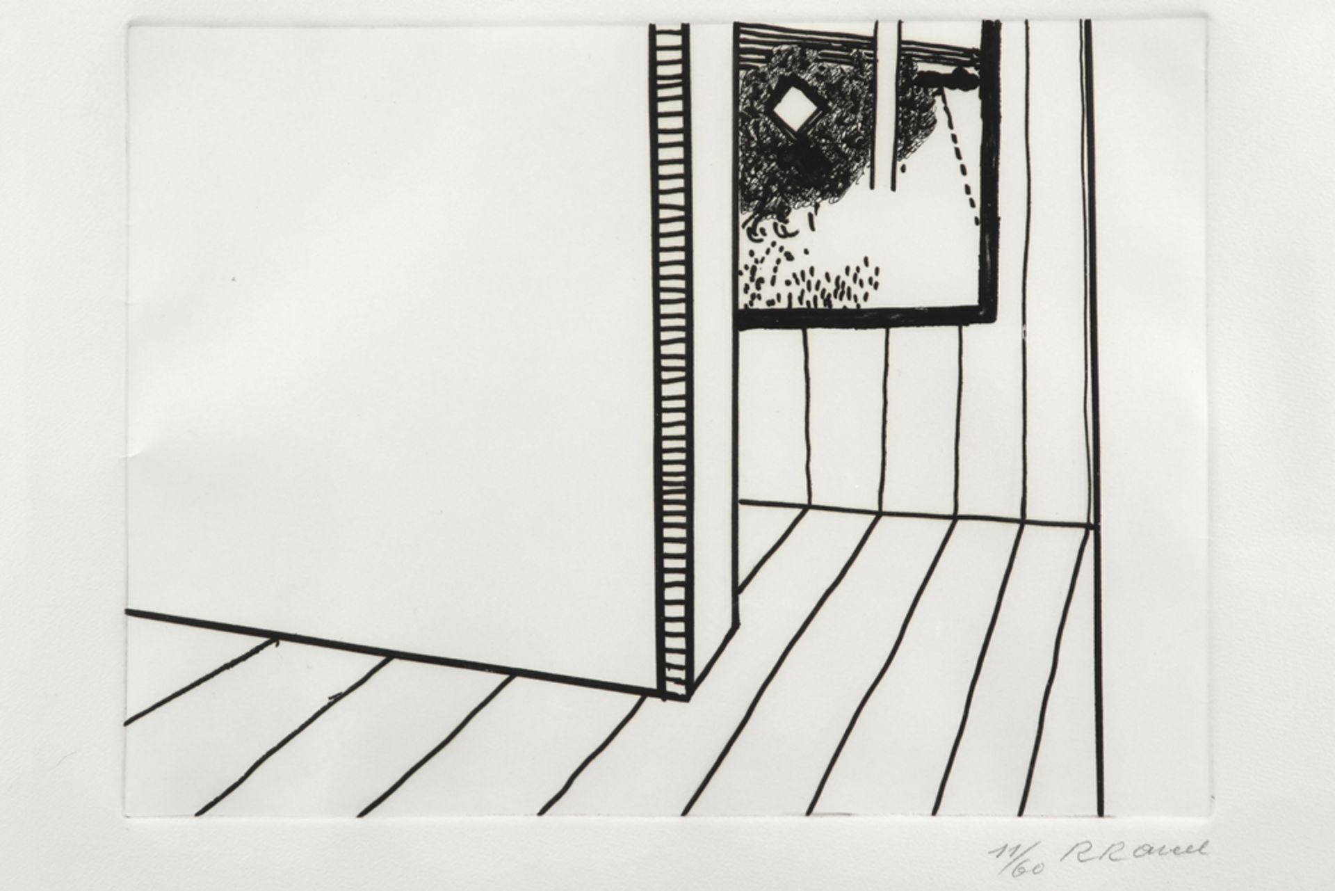 Roger Raveel signed etching ||RAVEEL ROGER (1921 - 2013) ets n° 11/60 : "Zonder titel" - 37,5 x 56