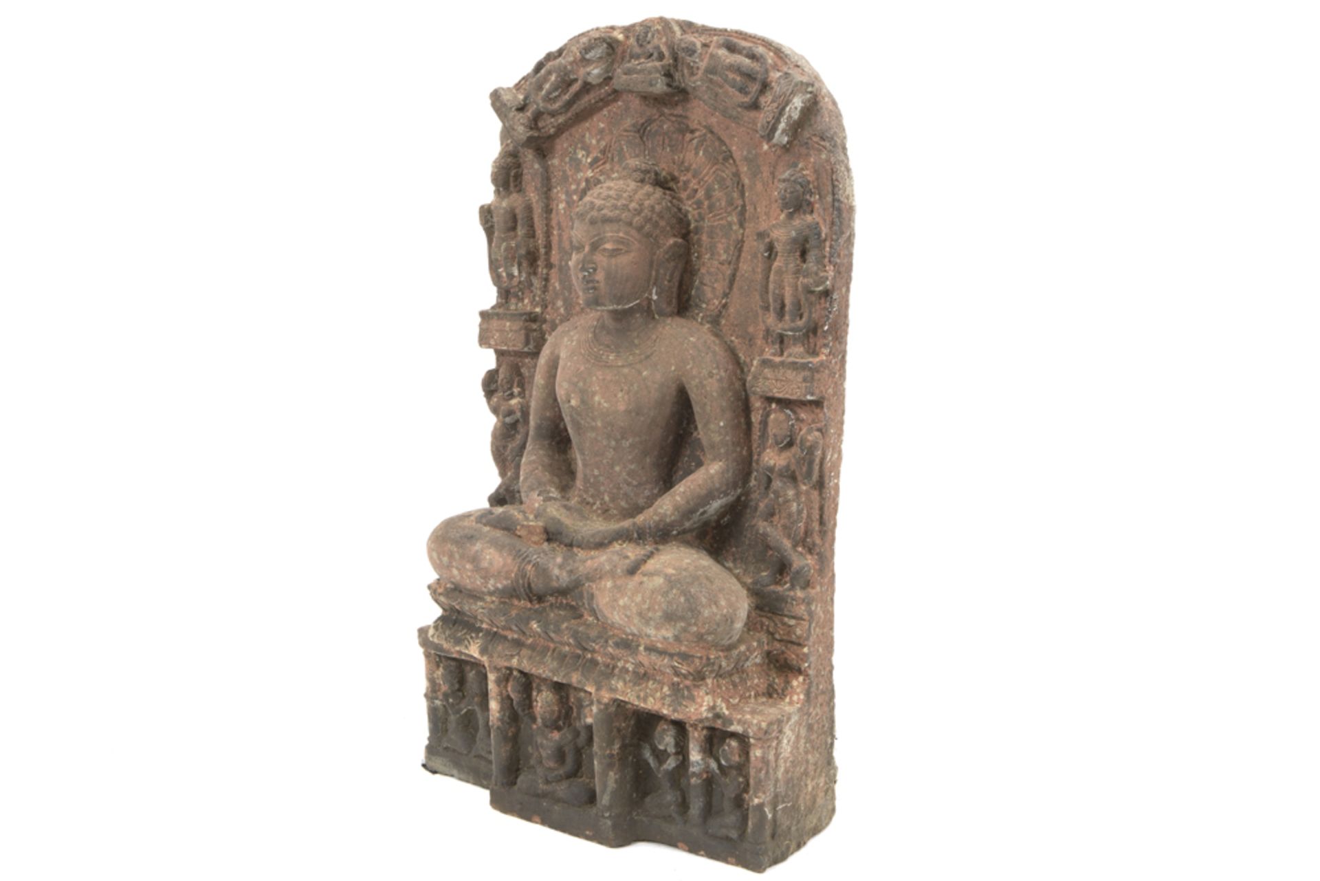 11th/12th Cent. Indian Gujarat sculpture in red sandstone representing "Buddha Sakyamuni" (in - Image 3 of 4