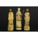 three probably 17th Cent. Indo-Portuguese sculptures in ivory with remains of the original