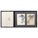 two aquarelles by Diane Bogaerts and a poem by P. Neruda, framed together ||BOGAERTS DIANE (°