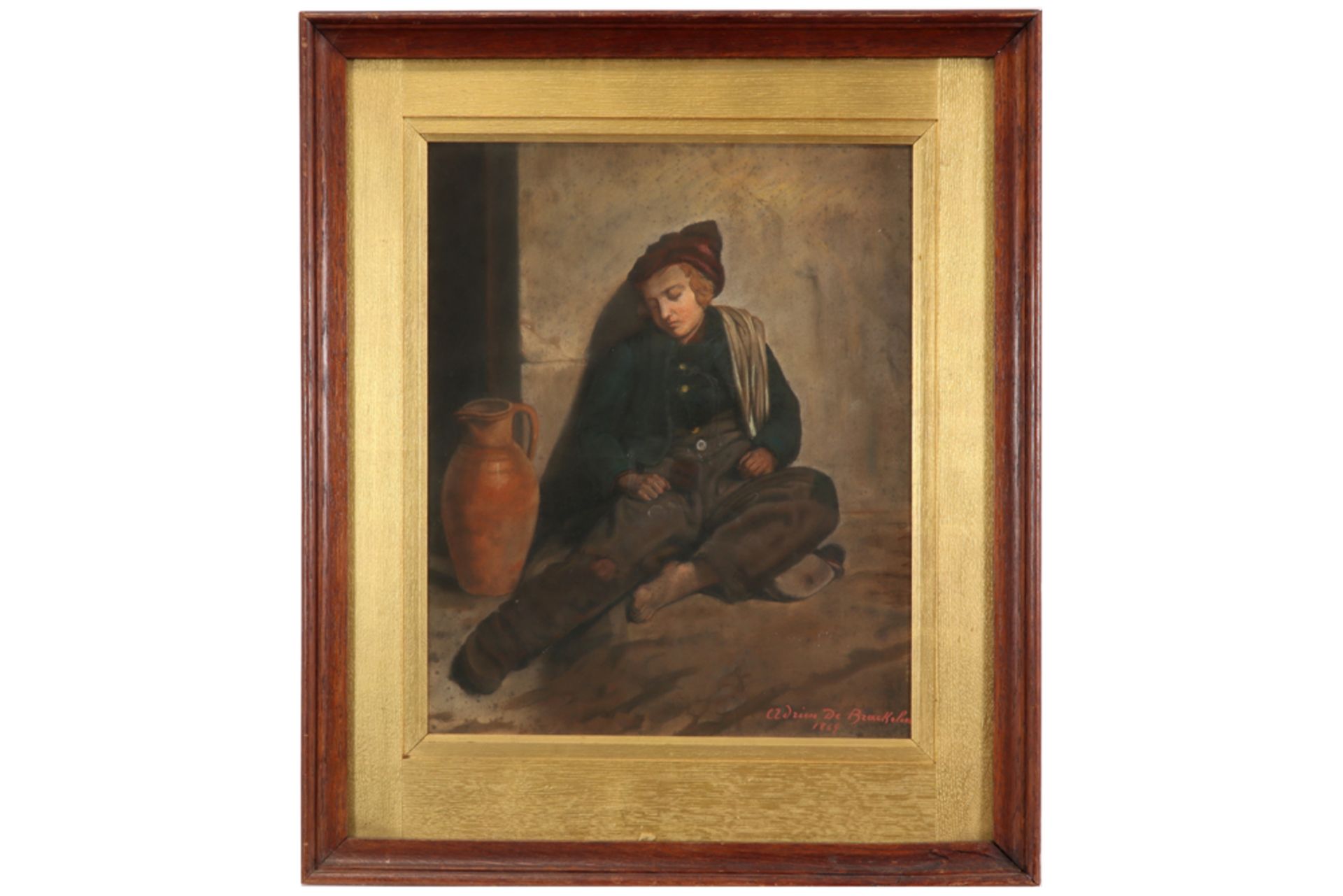 19th Cent. pastel - signed Adrien Ferdinand De Braekeleer and dated 1869 ||DE BRAEKELEER ADRIEN - Bild 3 aus 3