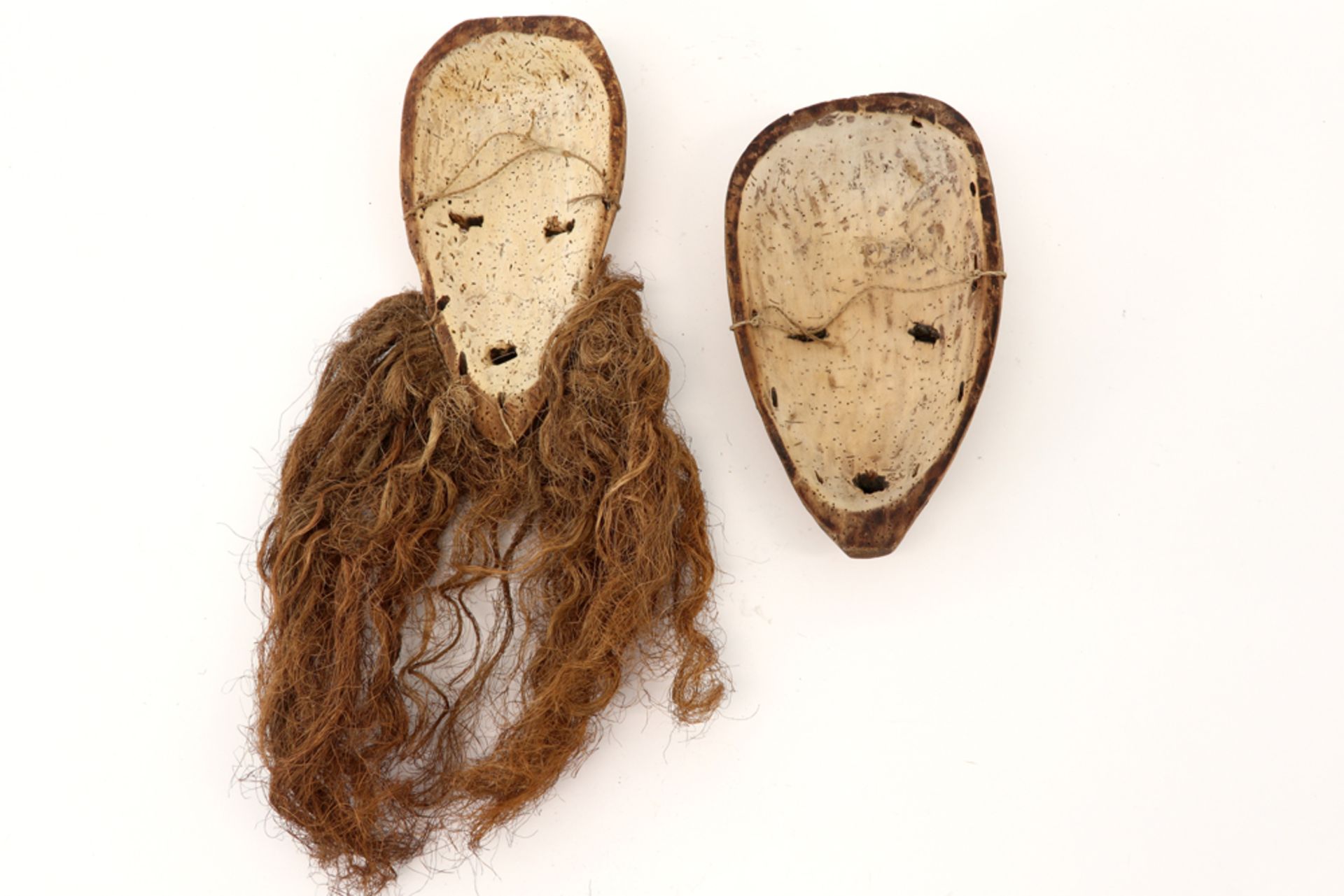 two masks from Sri Lanka in light wood prov : collection Prigogine - Brussels Mr. Yves Prigogine ( - Image 2 of 2