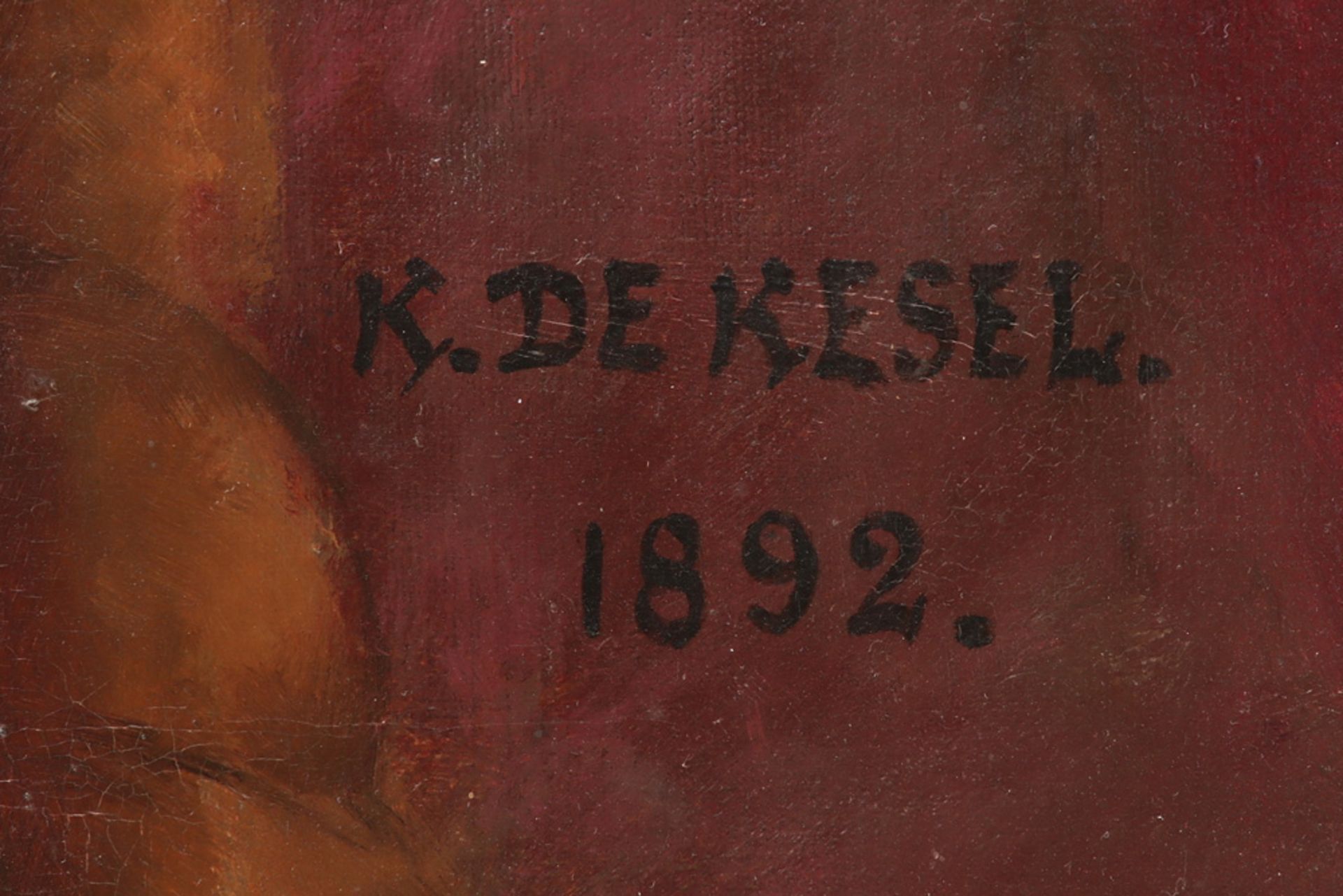 19th Cent. Belgian oil on canvas - signed Karel De Kesel and dated 1892 || DE KESEL KAREL (1849 - - Bild 2 aus 4