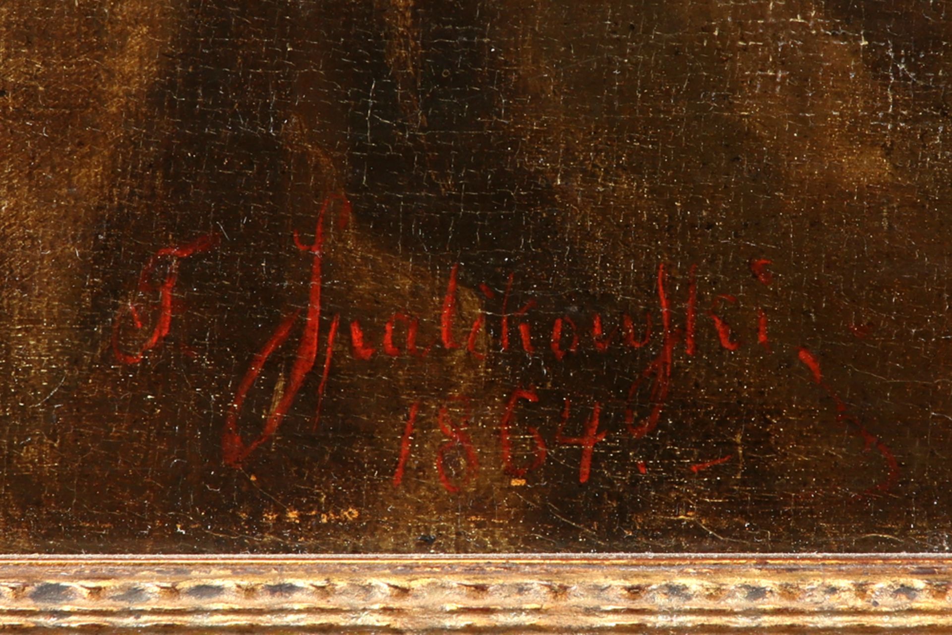 19th Cent. French illegibly signed oil on canvas dated 1864 || Onleesbaar getekend - Bild 2 aus 4