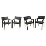 set of four Olivier De Schrijver signed "Boss" design armchairs made by Ode's Design in ebonised