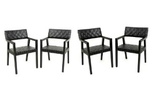 set of four Olivier De Schrijver signed "Boss" design armchairs made by Ode's Design in ebonised