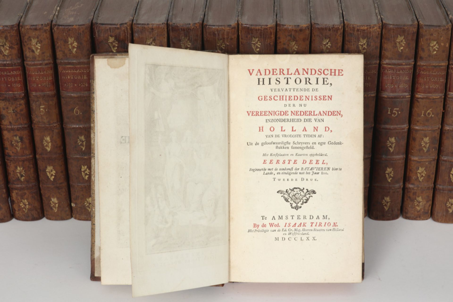 set of 21 "Vaderlandsche Historie" books dated 1770 printed in Amsterdam - with many original - Image 2 of 2