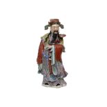 quite big antique Chinese "Emperor" sculpture in marked polychrome porcelain || Vrij grote,
