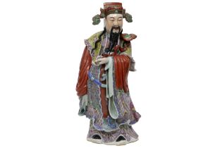 quite big antique Chinese "Emperor" sculpture in marked polychrome porcelain || Vrij grote,